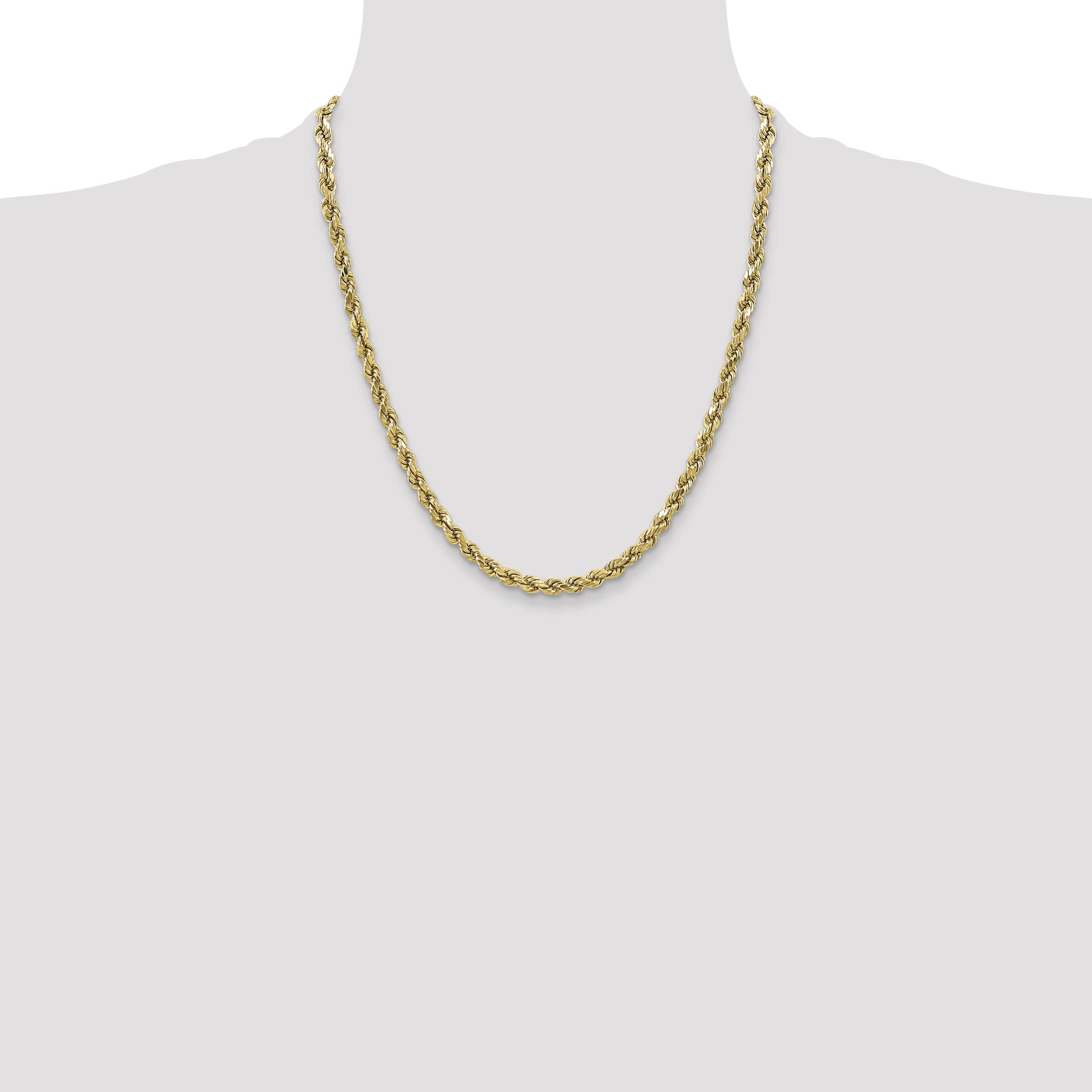 Avariah 10k Yellow Gold 3.5mm Semi-solid Diamond Cut Rope Chain - 22"