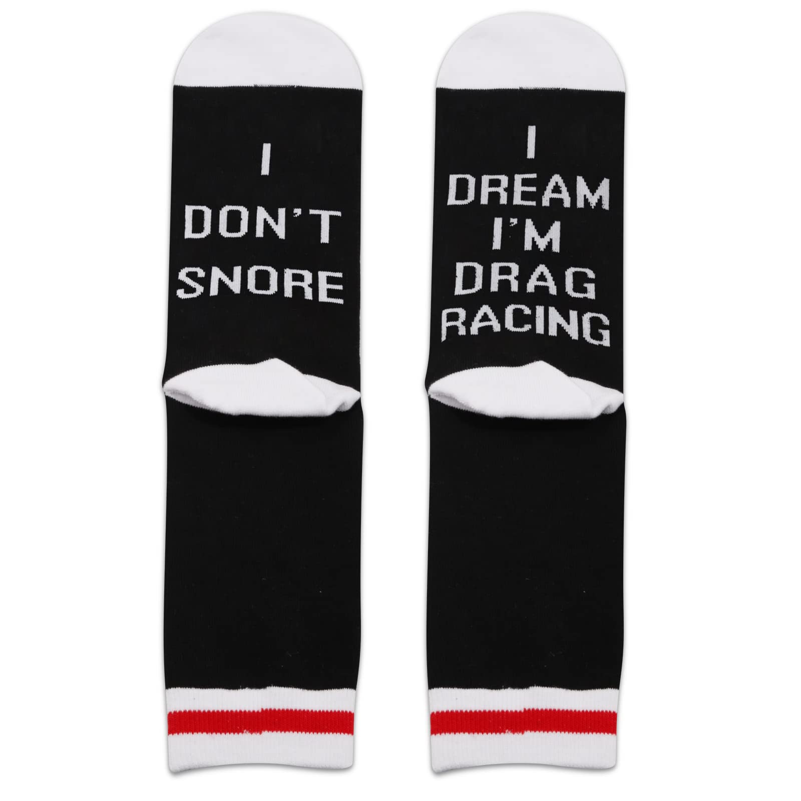 ZJXHPO Drag Racing Crew Socks I Don’t Snore I Dream I’m Drag Racing Novelty Sock Car Lover Gift Car Drag Racing Gift (Snore Drag Racing)