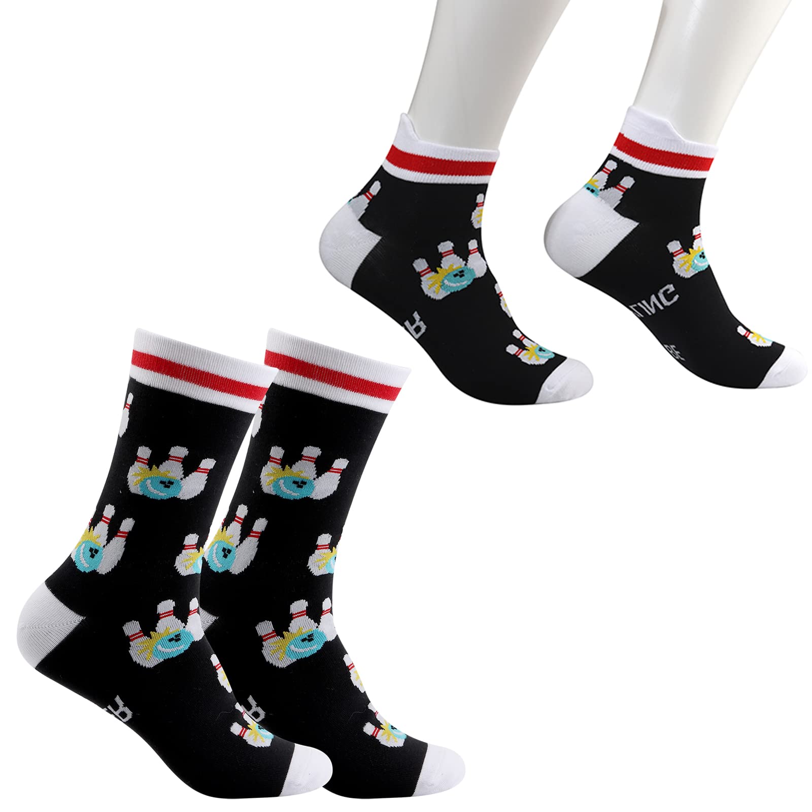 MBMSO 2 Pairs I'd Rather be Bowling Socks Funny Bowling Gifts Bowling Ball Socks Bowling Lover Gifts Bowling Team Gifts (Bowling So MC)