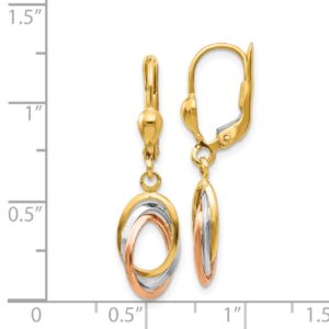 Avariah Gold 14K Tri-Color Polished Dangle Leverback Earrings - 30mm