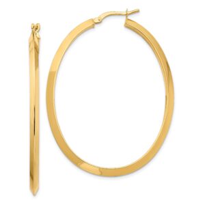 avariah solid 14k yellow gold large 3mm knife edge oval hoop earrings - 51.5mm