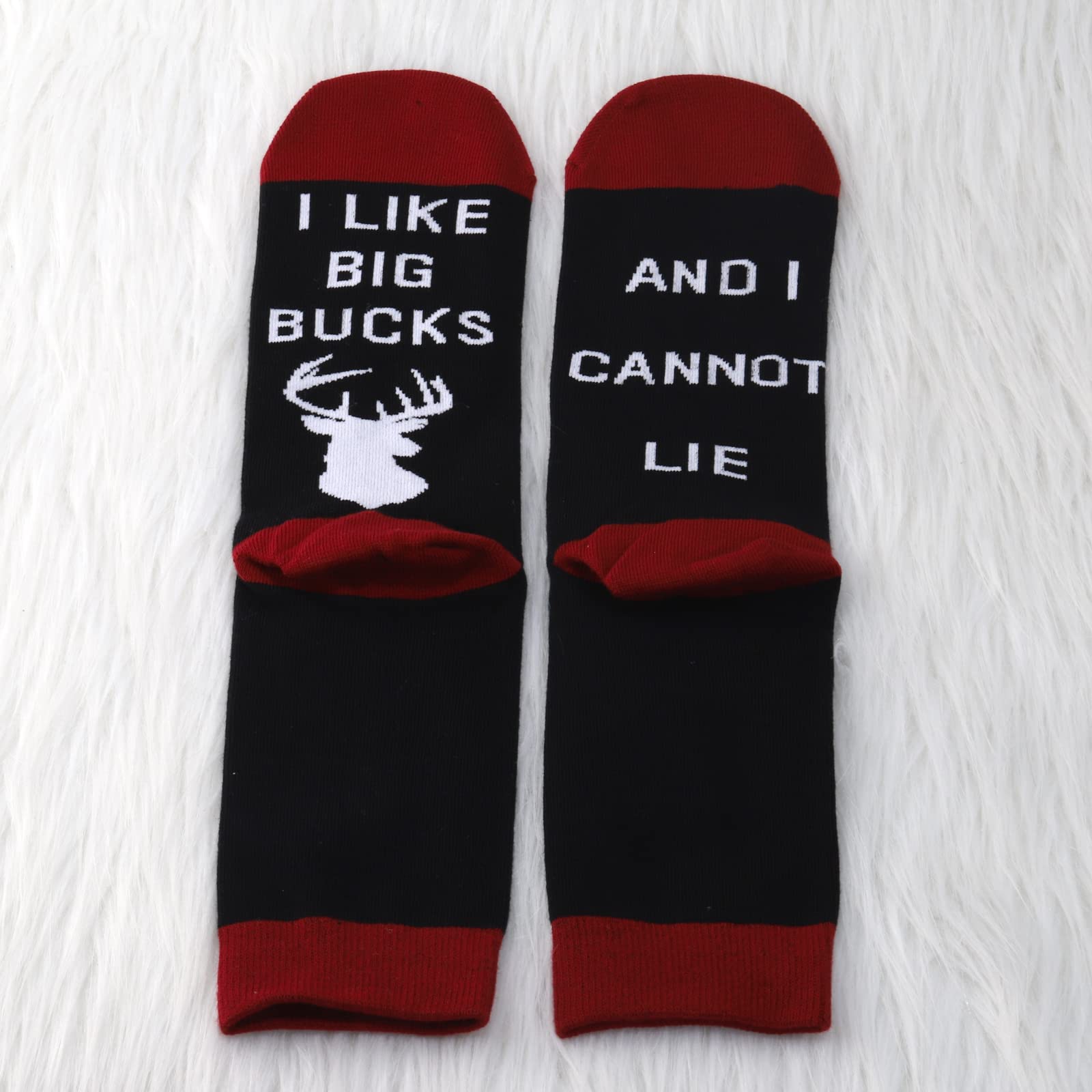 MBMSO 2 Pairs I Like Big Bucks and I Cannot Lie Socks Deer Hunter Socks Novelty Hunting Socks Funny Hunting Gifts (Big BucksSO MC)