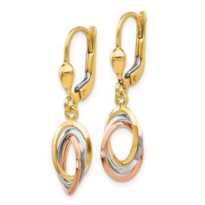 Avariah Gold 14K Tri-Color Polished Dangle Leverback Earrings - 30mm