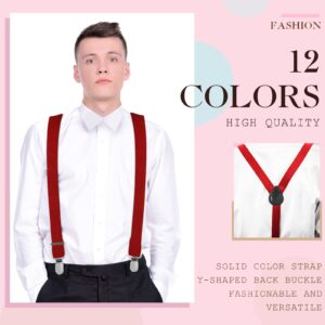 Eurzom 12 Pcs Adjustable Elastic Y Back Style Suspenders with Metal Clips 1 Inch Wide Y Shape Suspenders for Men and Women, 12 Colors