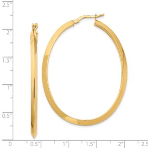 Avariah Solid 14K Yellow Gold Large 3mm Knife Edge Oval Hoop Earrings - 51.5mm