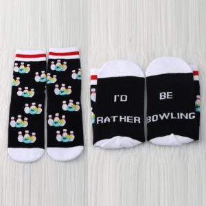 MBMSO 2 Pairs I'd Rather be Bowling Socks Funny Bowling Gifts Bowling Ball Socks Bowling Lover Gifts Bowling Team Gifts (Bowling So MC)