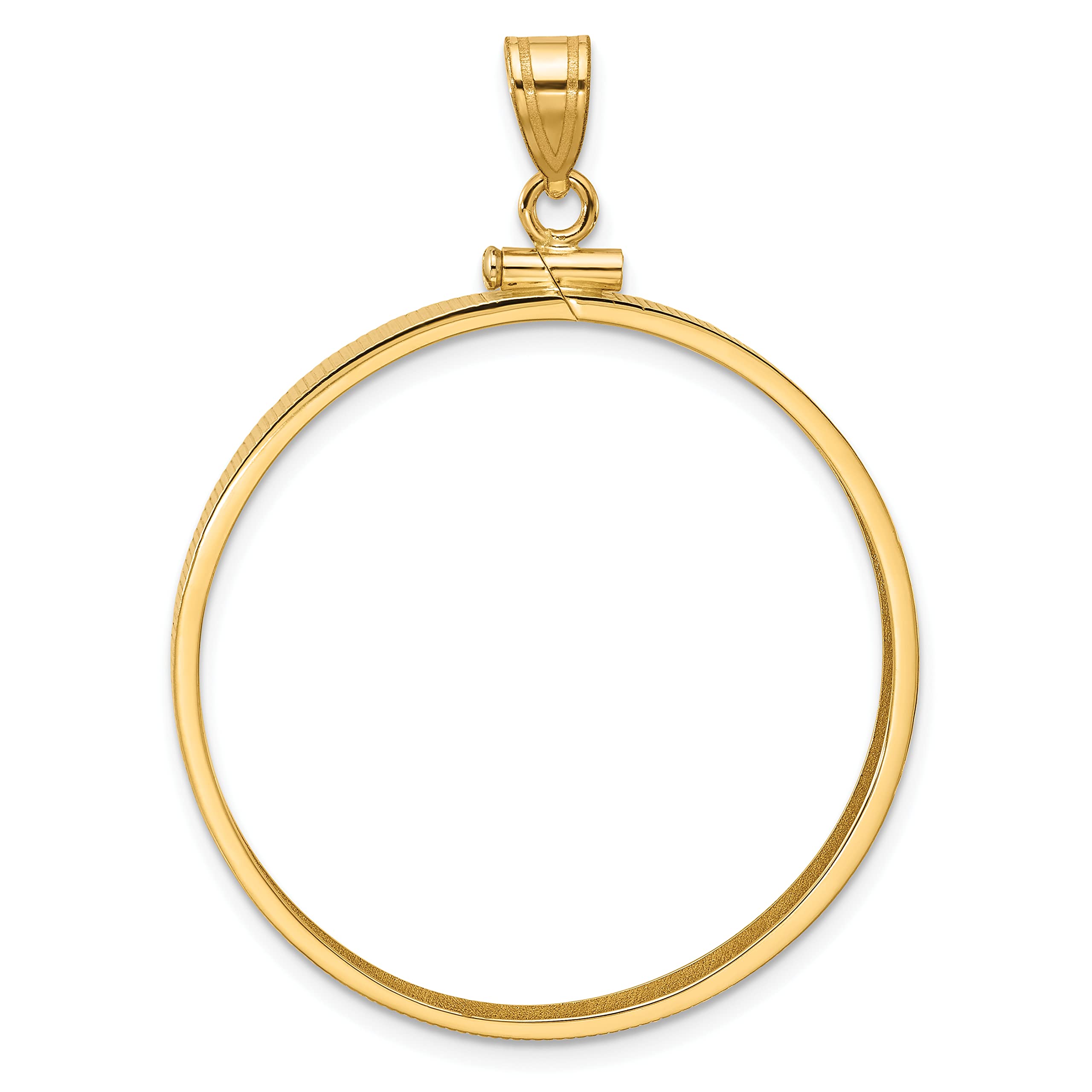 Avariah Wideband Distinguished Coin Jewelry 14k Yellow Gold Polished 32.7mm x 3.00mm Screw Top Coin Bezel Pendant - 45mm