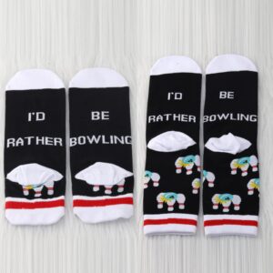 MBMSO 2 Pairs I'd Rather be Bowling Socks Funny Bowling Gifts Bowling Ball Socks Bowling Lover Gifts Bowling Team Gifts (Bowling So MC)