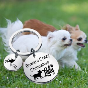 MYOSPARK Chihuahua Dog Lover Gift Beware Crazy Chihuahua Lady Keychain Chihuahua Jewelry Gift for Pet Owners (Chihuahua KC)