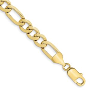 avariah solid 10k yellow gold 10mm concave open figaro chain - 9"