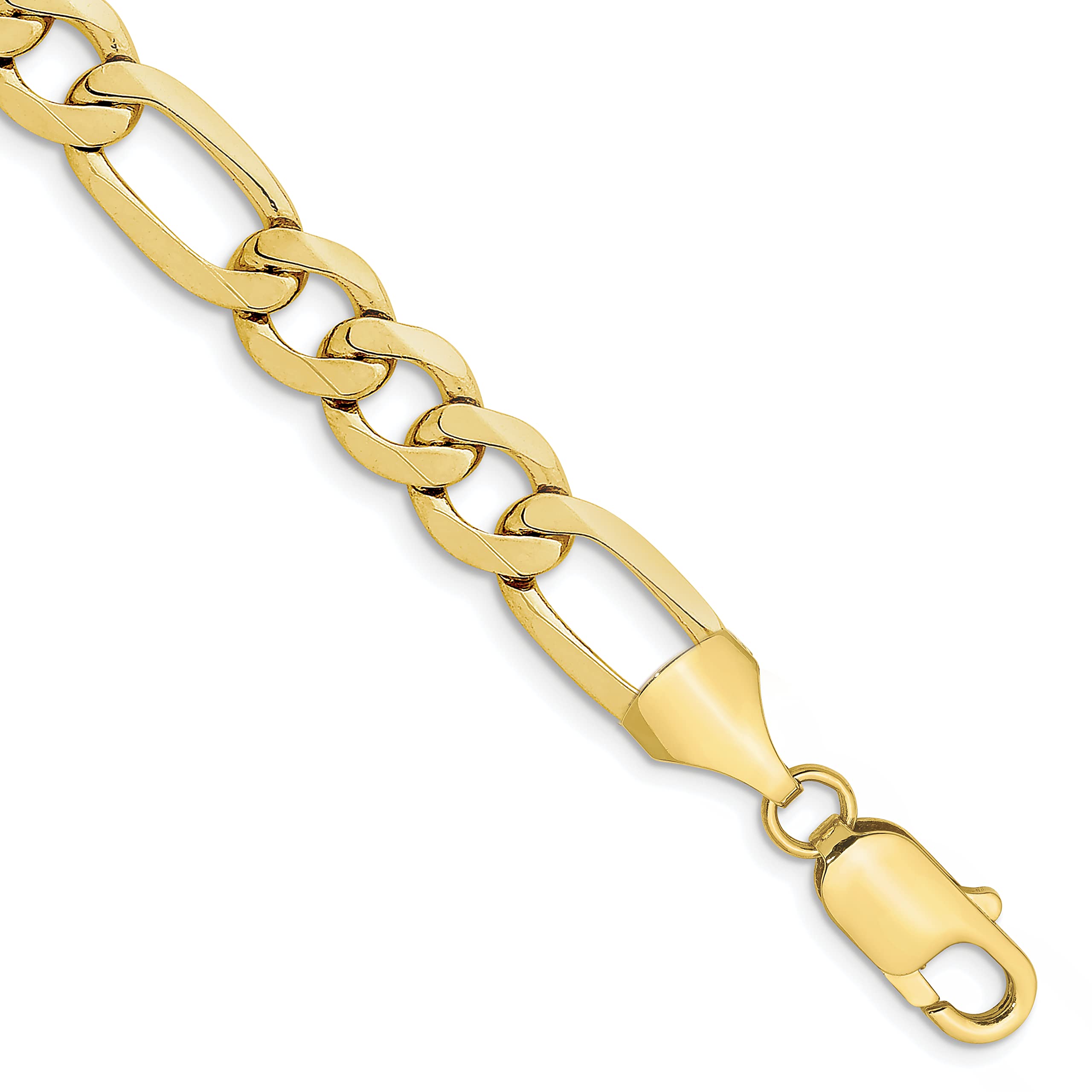 Avariah Solid 10k Yellow Gold 10mm Concave Open Figaro Chain - 9"