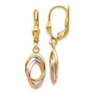 avariah gold 14k tri-color polished dangle leverback earrings - 30mm