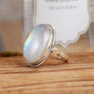 Boho-Magic Sterling Silver Moonstone Ring for Women Oval Gemstone Boho jewelry (10)