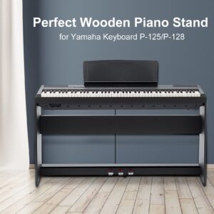 L125B Wooden Furniture Stand Compatible for Yamaha P-125,P-128 Keyboard,with Traditional Piano 3-Pedal Unit,Black (P-125 WS)