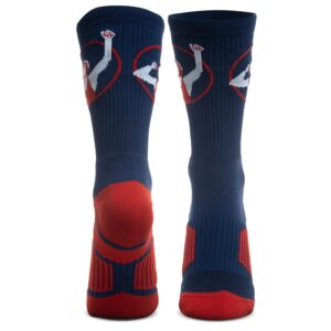 ChalkTalkSPORTS Wrestling Performance Crew Socks - Navy and Red Wrestling Mid-Calf Sock - Youth