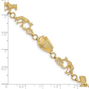 Avariah Solid 14k Yellow Gold Polished and Textured Noah's Ark 7 inch Bracelet - 7"