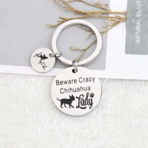 MYOSPARK Chihuahua Dog Lover Gift Beware Crazy Chihuahua Lady Keychain Chihuahua Jewelry Gift for Pet Owners (Chihuahua KC)