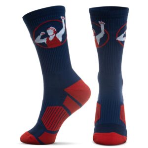 chalktalksports wrestling performance crew socks - navy and red wrestling mid-calf sock - youth