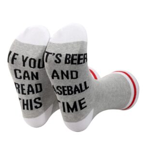 ZJXHPO Baseball Party Gift If You Can Read This It’s Beer And Baseball Time Sock Gifts for Men Baseball Lover Player Gift (Read beer baseball)