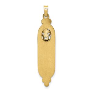 Avariah 14k Yellow Gold Polished and Textured Solid Mezuzah Pendant - 40mm