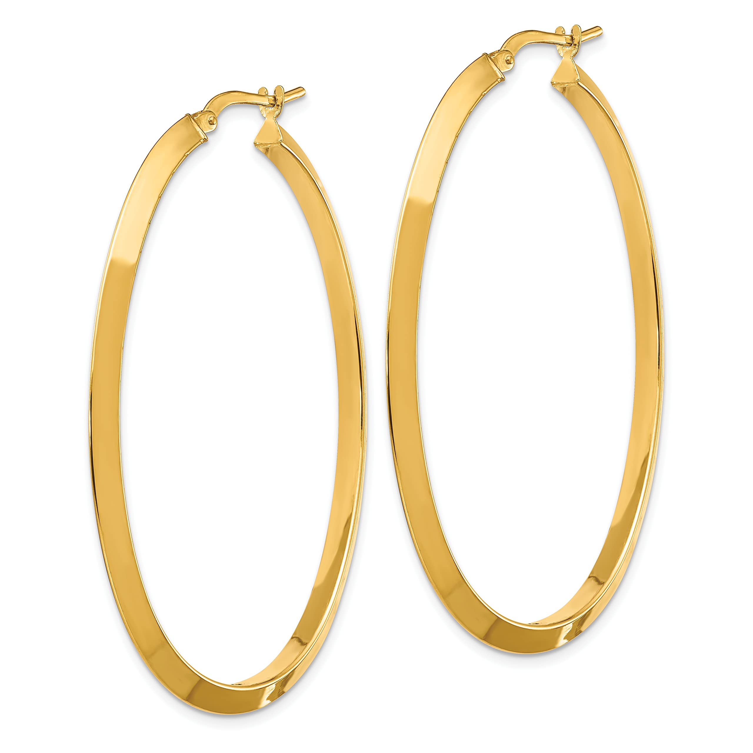 Avariah Solid 14K Yellow Gold Large 3mm Knife Edge Oval Hoop Earrings - 51.5mm