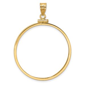 Avariah Wideband Distinguished Coin Jewelry 14k Yellow Gold Polished 32.7mm x 3.00mm Screw Top Coin Bezel Pendant - 45mm