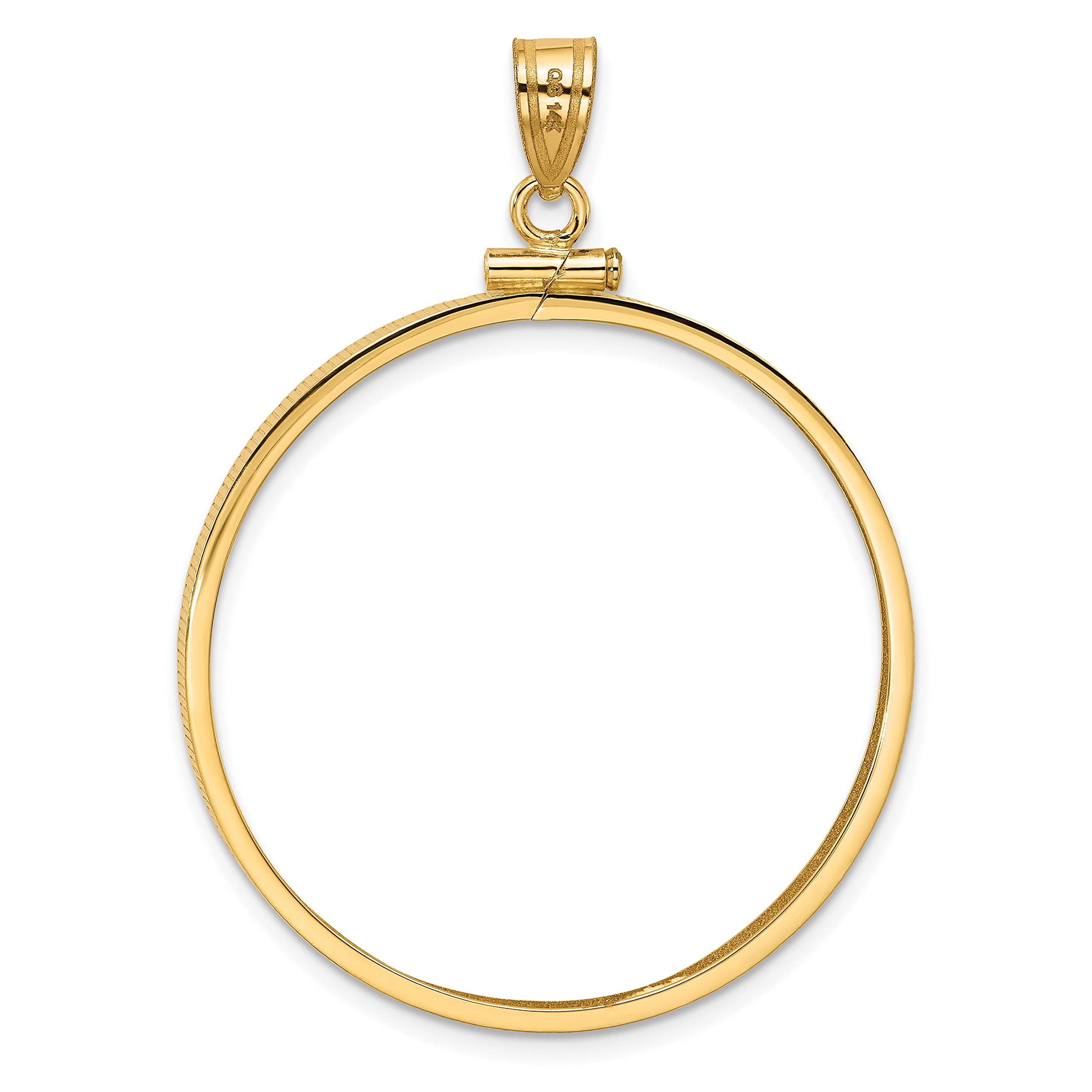 Avariah Wideband Distinguished Coin Jewelry 14k Yellow Gold Polished 32.7mm x 3.00mm Screw Top Coin Bezel Pendant - 45mm