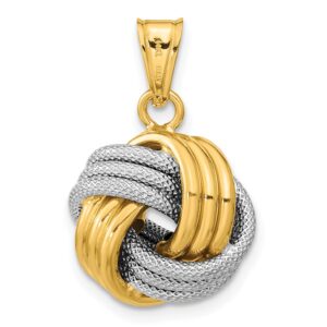 Avariah Gold 14k Two-Tone Polished Textured Love Knot Pendant - Made In Italy