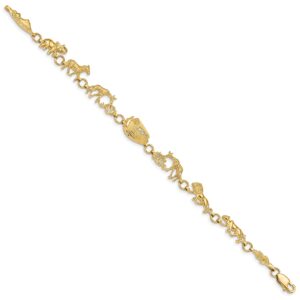 Avariah Solid 14k Yellow Gold Polished and Textured Noah's Ark 7 inch Bracelet - 7"