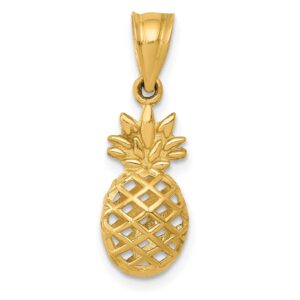 avariah solid 14k yellow gold polished 3d pineapple pendant