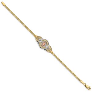 Avariah Solid Gold 14k Two-Tone w/Rhodium Our Lady of Guadalupe Bracelet - 7"