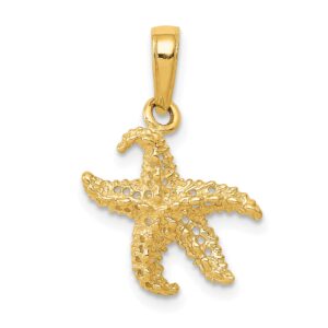 avariah solid 14k yellow gold starfish pendant - 20mm