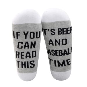 ZJXHPO Baseball Party Gift If You Can Read This It’s Beer And Baseball Time Sock Gifts for Men Baseball Lover Player Gift (Read beer baseball)