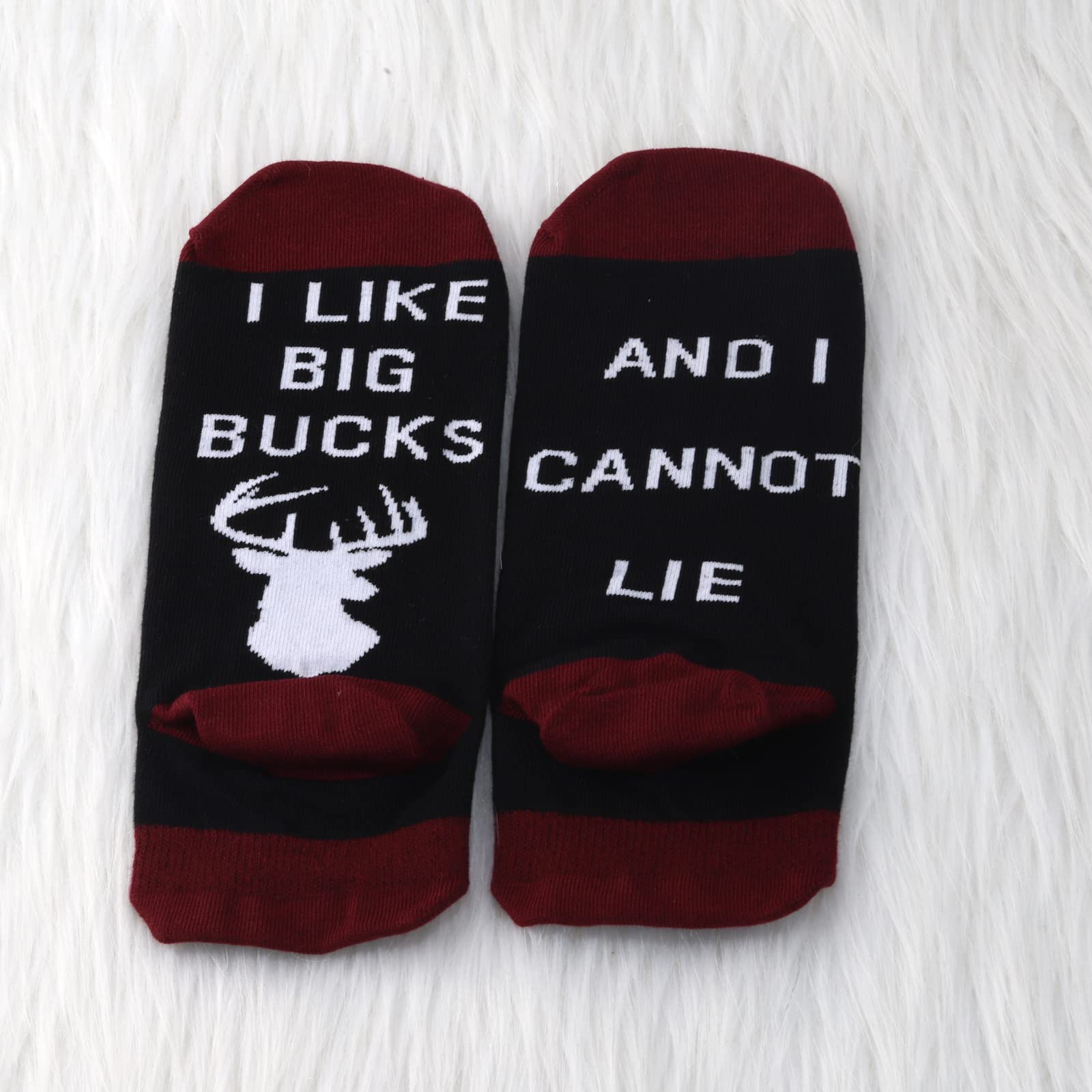 MBMSO 2 Pairs I Like Big Bucks and I Cannot Lie Socks Deer Hunter Socks Novelty Hunting Socks Funny Hunting Gifts (Big BucksSO MC)