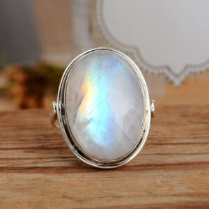 Boho-Magic Sterling Silver Moonstone Ring for Women Oval Gemstone Boho jewelry (10)