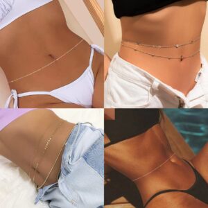 ZOERAY Waist Chain for Women 18K Gold Plated Adjustable Pearl Sexy Belly Chain Plus Size Beach Bikini Body Chain Body Jewelry