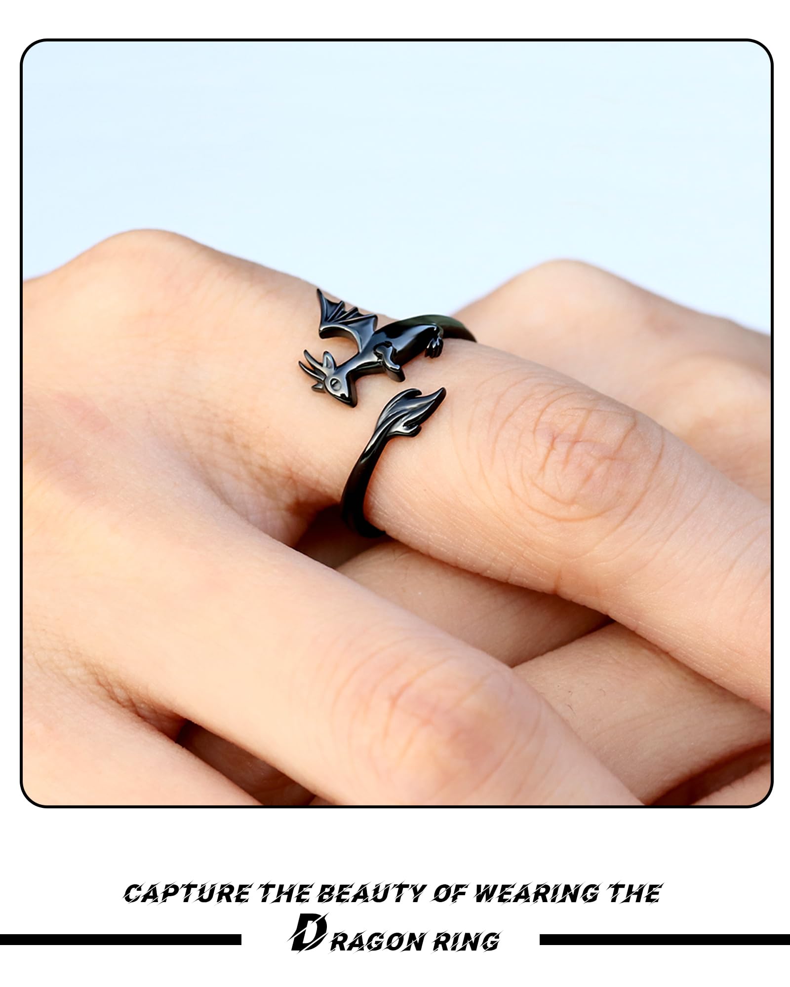 Bolelis 925 Sterling Silver Dragon Rings for Women - Cute Open Adjustable Dinosaur Ring Jewelry,Wrap Thumb Dragon Ring Christmas Gift for Women