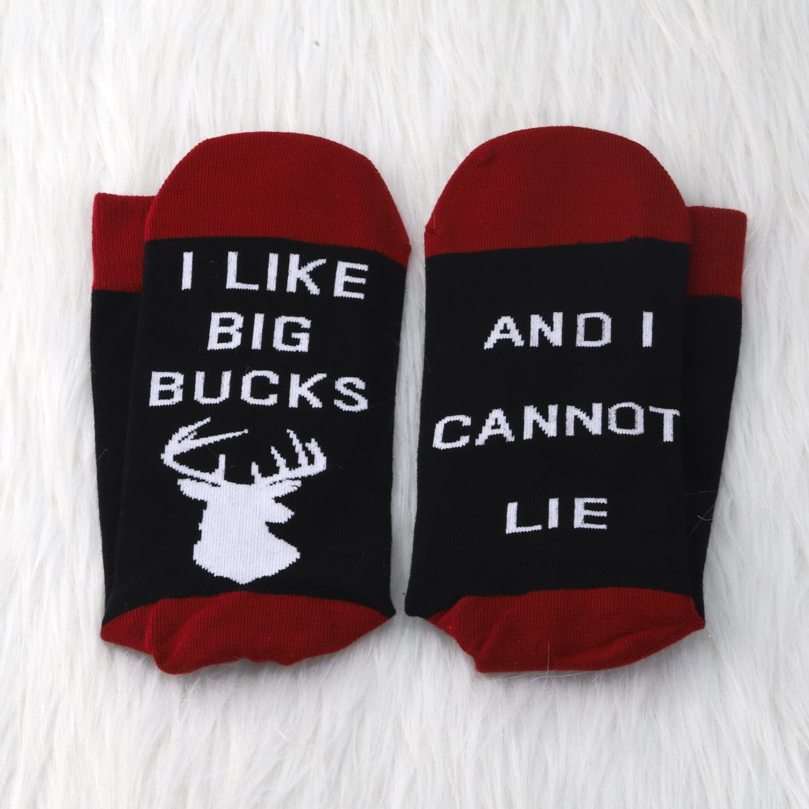 MBMSO 2 Pairs I Like Big Bucks and I Cannot Lie Socks Deer Hunter Socks Novelty Hunting Socks Funny Hunting Gifts (Big BucksSO MC)