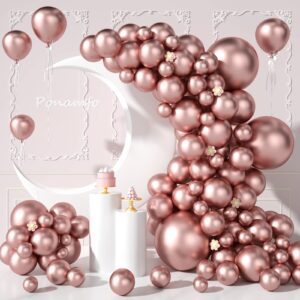 ponamfo rose gold party balloons - 60pcs 18"+12"+10"+5" ballons balloon arch kit as birthday party balloons gender reveal balloons baby shower balloons wedding anniversary bridal shower party