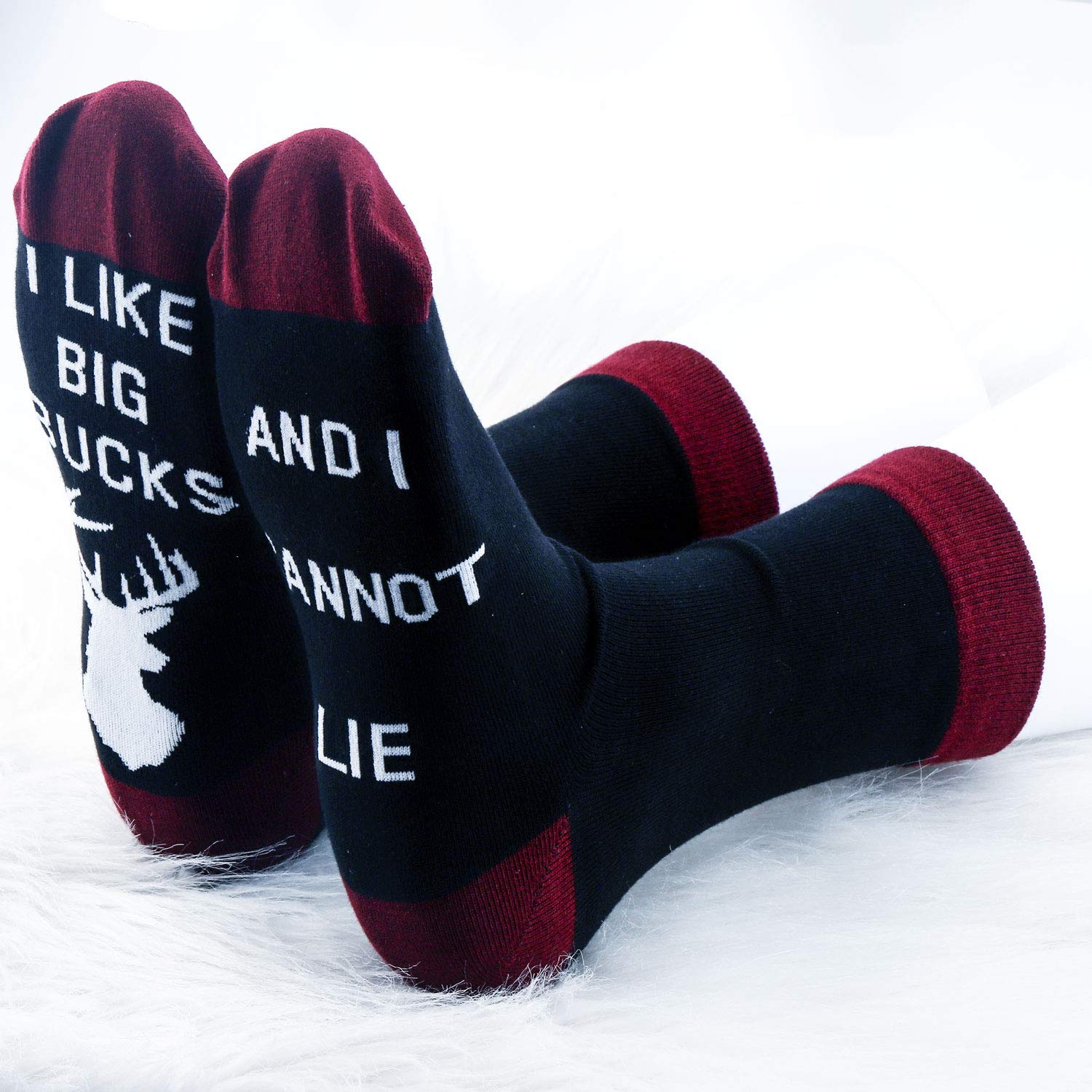 MBMSO 2 Pairs I Like Big Bucks and I Cannot Lie Socks Deer Hunter Socks Novelty Hunting Socks Funny Hunting Gifts (Big BucksSO MC)