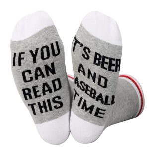 ZJXHPO Baseball Party Gift If You Can Read This It’s Beer And Baseball Time Sock Gifts for Men Baseball Lover Player Gift (Read beer baseball)