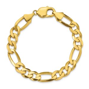 Avariah Solid 10k Yellow Gold 10mm Concave Open Figaro Chain - 9"