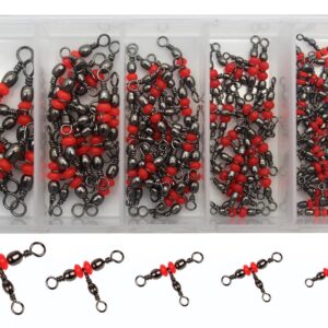 JSHANMEI Fishing Swivels 3 Way Swivels Kit 50pcs Crossline Barrel Swivels T-Turn Triple Swivels Fishing Tackle Saltwater Fishing Lure Line Connector