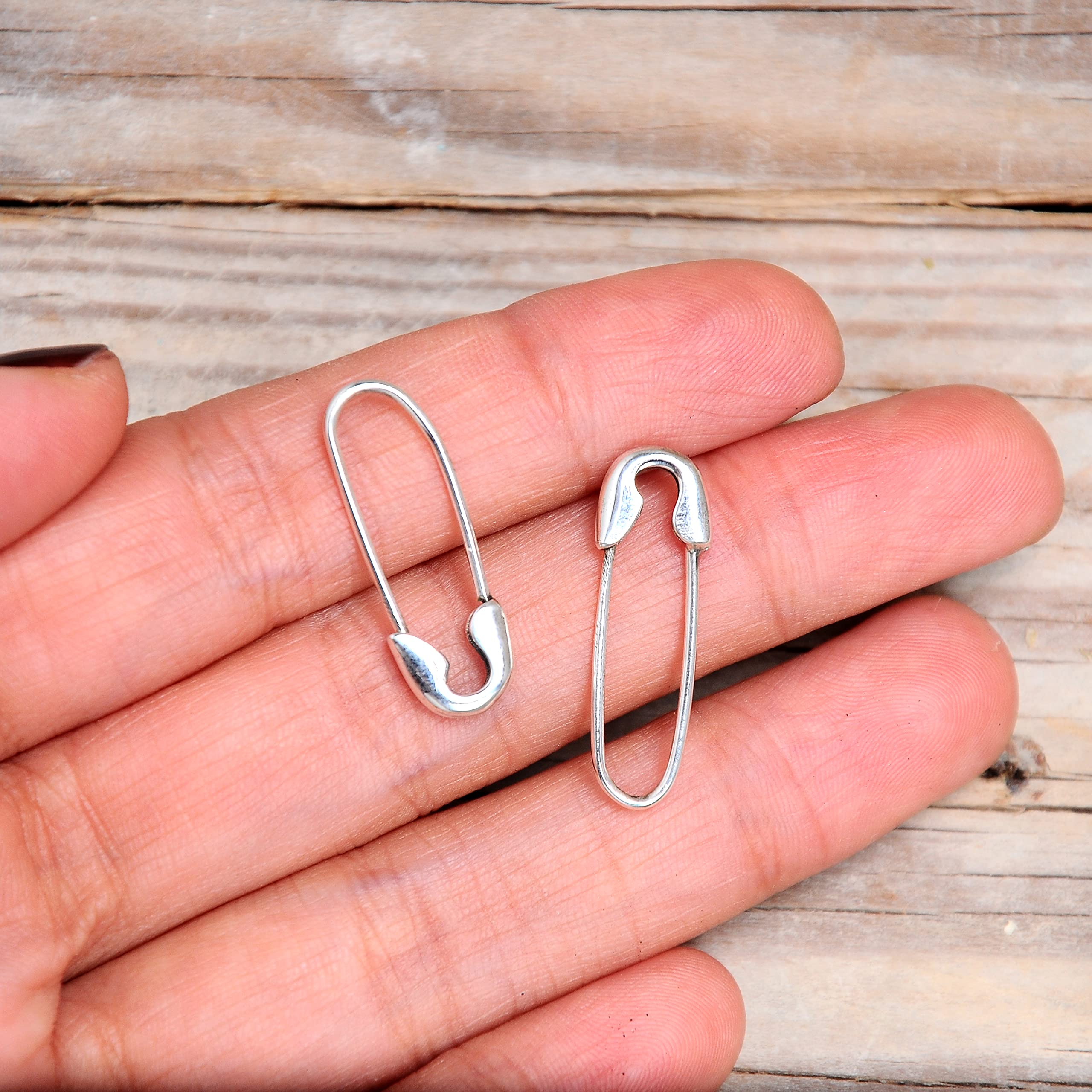 Sterling Silver Safety Pin Earrings for Women Boho-Magic Jewelry