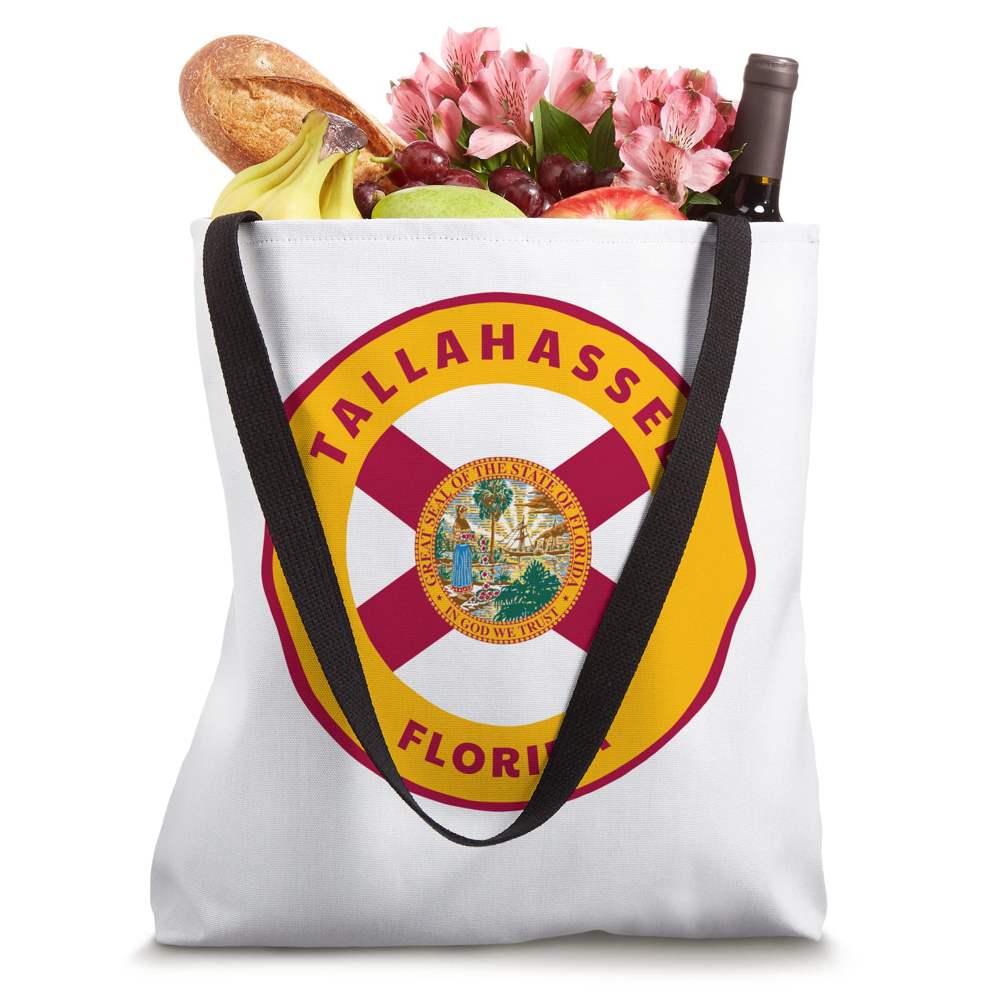 Tallahassee Florida FL Flag Badge Vacation Souvenir Tote Bag