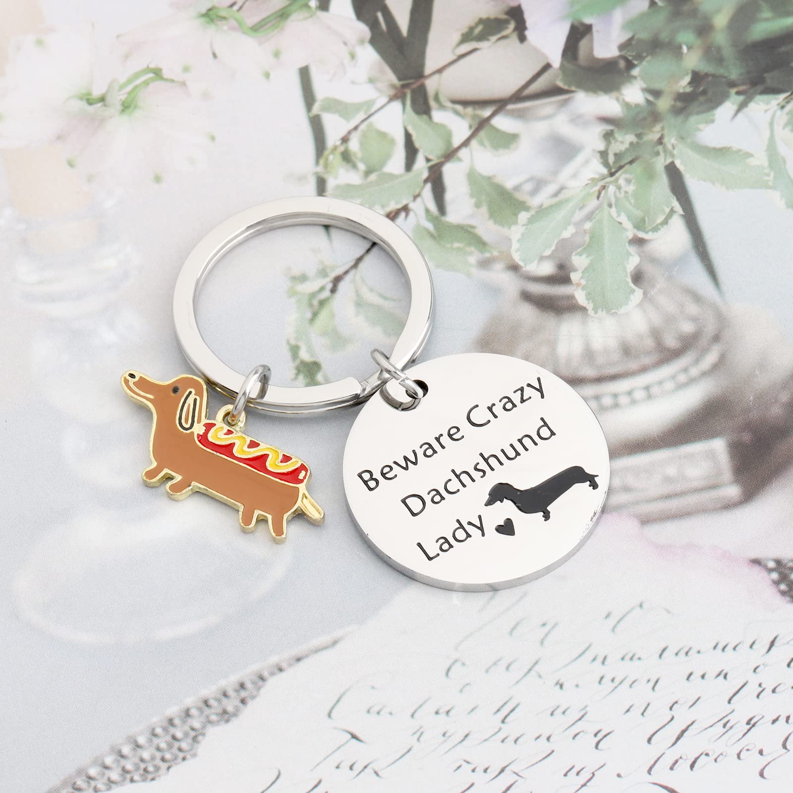 MYOSPARK Dachshund Gifts Crazy Dachshund Lady Keychain Dachshund Dog Jewelry Dachshund Lovers Gifts Dog Owner Gifts (Dachshund KC)