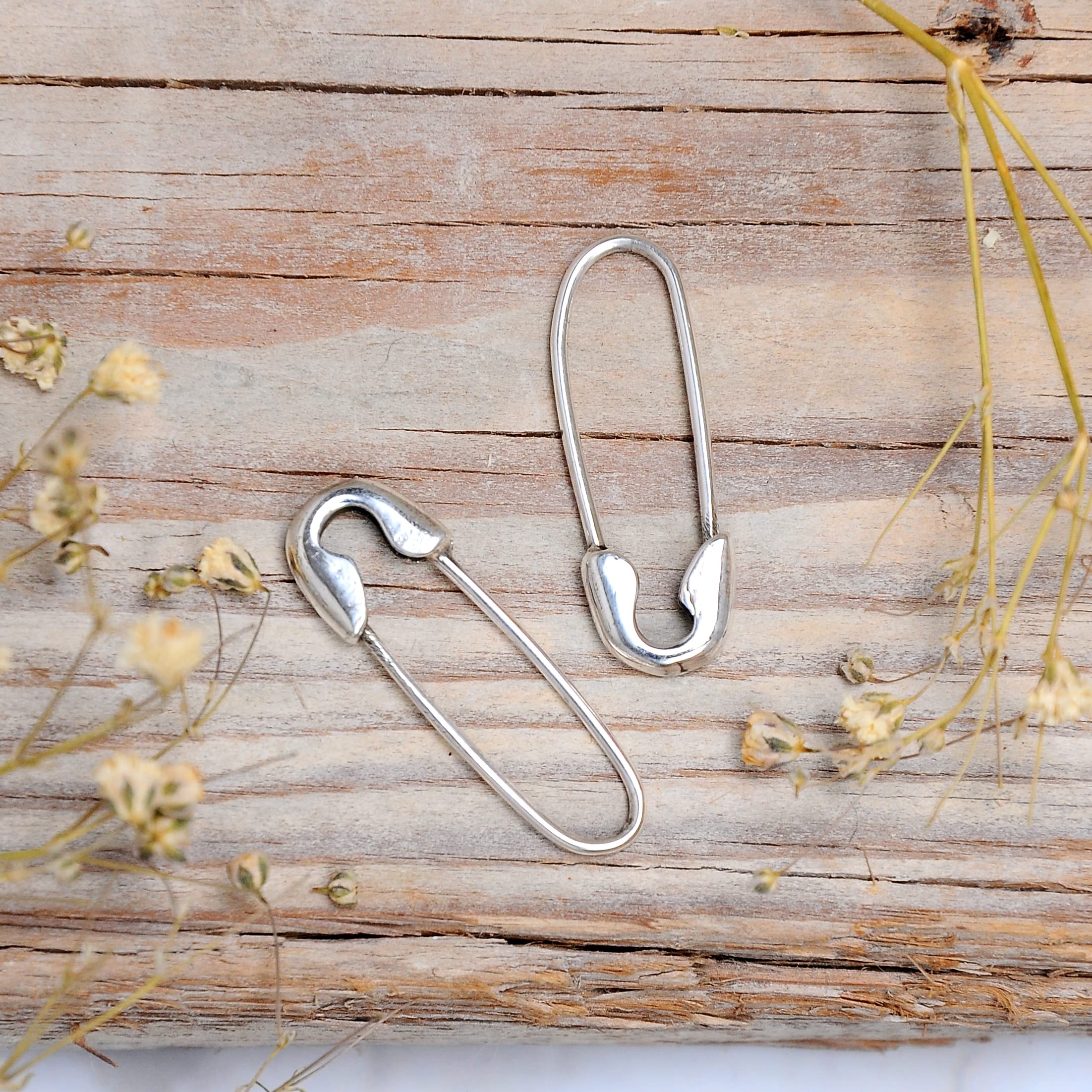 Sterling Silver Safety Pin Earrings for Women Boho-Magic Jewelry