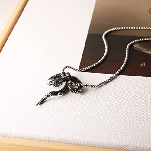 Scddboy Snake Necklace for Women,Snake Stainless Steel Pendant Chain Necklace