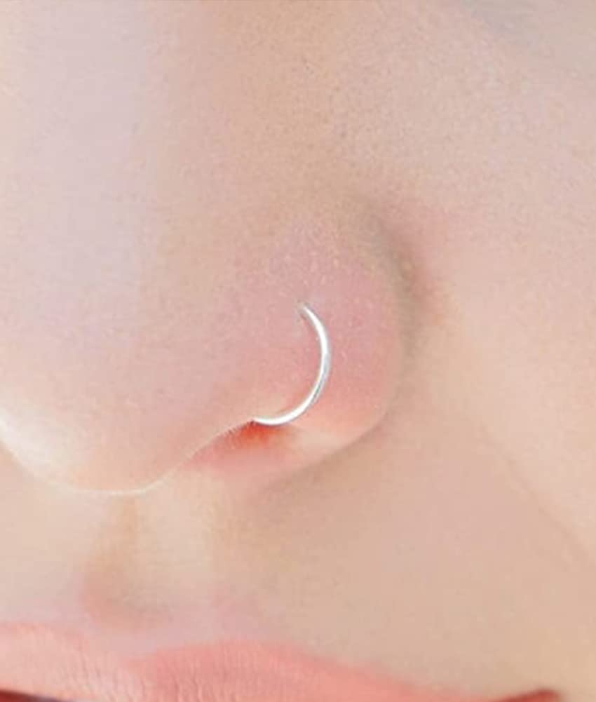 MODRSA Fake Nose Ring Hoop Fake Nose Rings for Women Men Fake Nose Piercing Fake Nose Rings Fake Double Hoop Fake Nose Ring