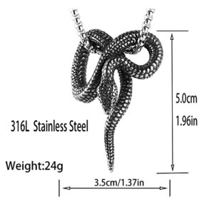 Scddboy Snake Necklace for Women,Snake Stainless Steel Pendant Chain Necklace